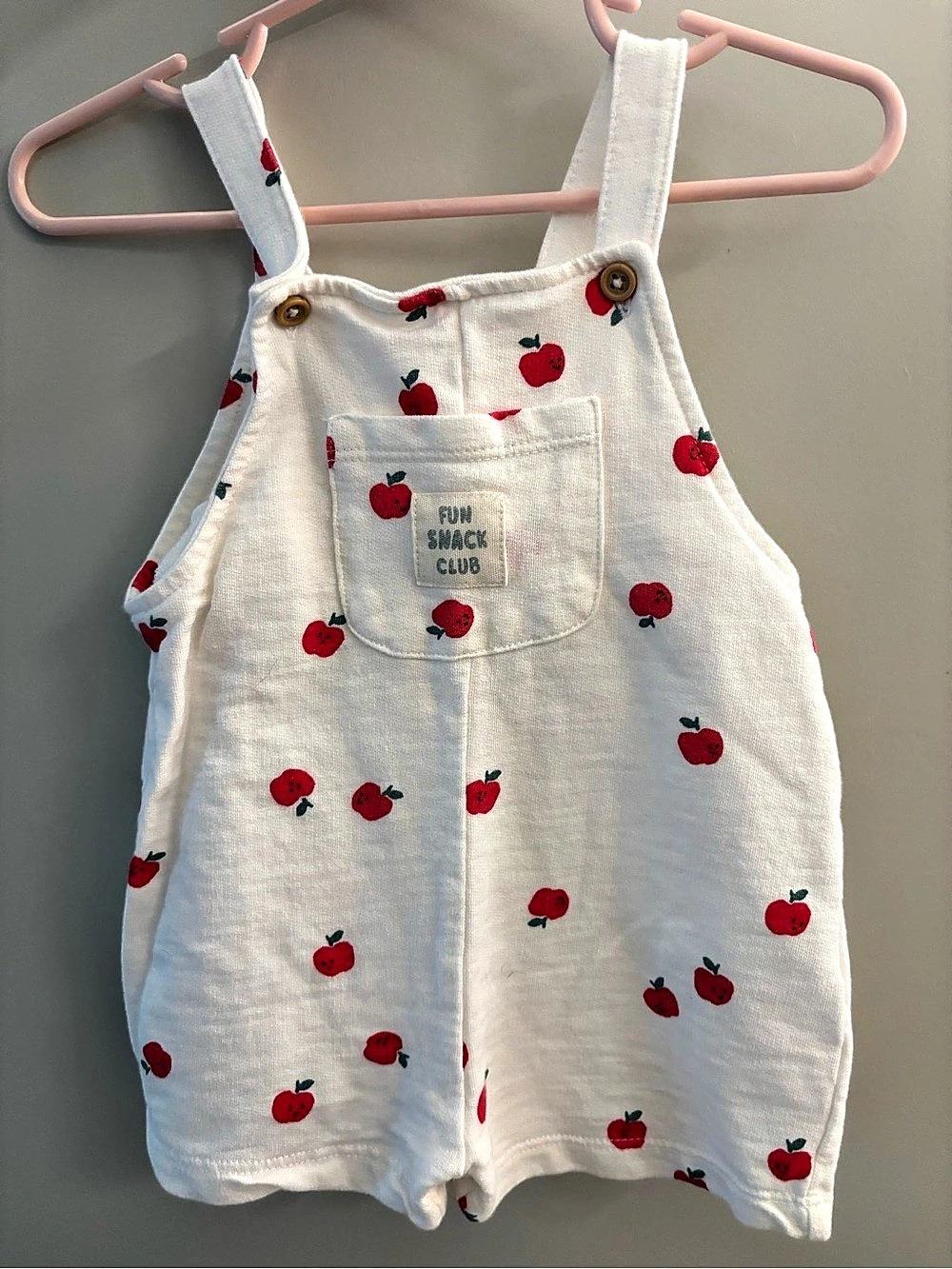 Zara Fun Snack Club Apple Romper White & Red Baby 6-9m